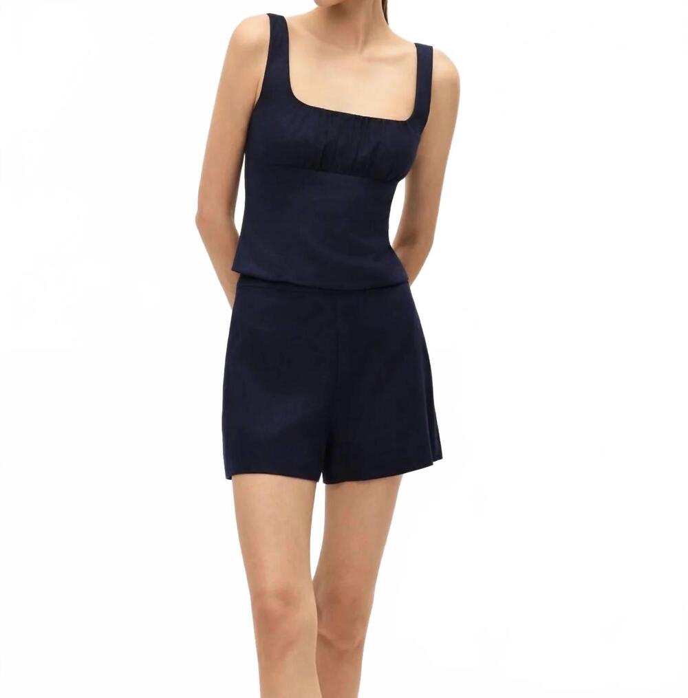 NEW ELODIE dwyn square neckline top in navy